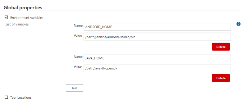 Jenkin java and android path